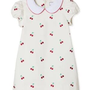 Classic Prep Cherry Embroidered Dress with Peter Pan Collar